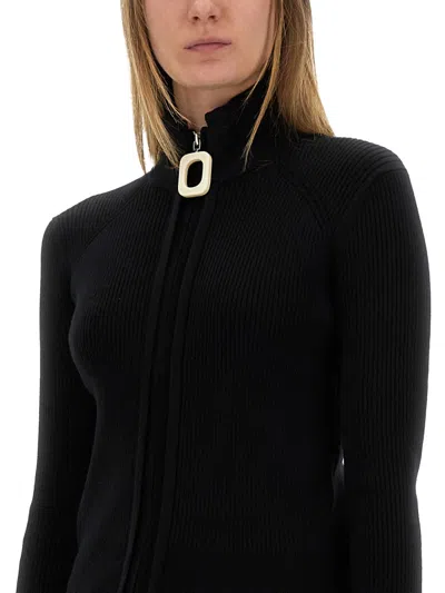 Jw Anderson J. W. Anderson Fitted Cardigan With Zipper In Black