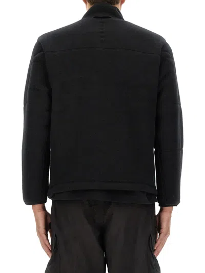 And Wander High-collared Fleece Pullover With Textured Finish In Black