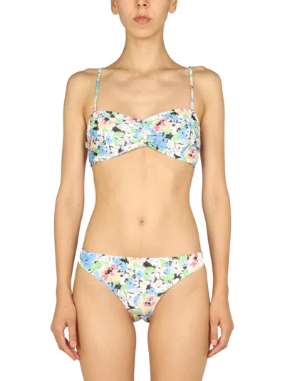 Ganni Women Floral Pattern Bikini Briefs In Blue