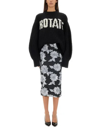 Rotate Birger Christensen Multicolor Skirt With All-over Floral Motif In Black
