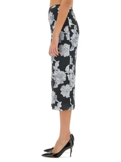 Rotate Birger Christensen Multicolor Skirt With All-over Floral Motif In Black
