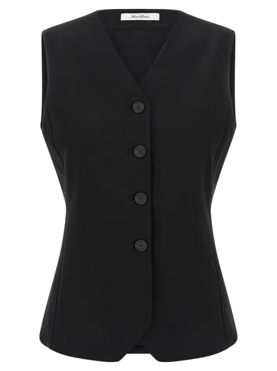 Max Mara Fornovo Sleeveless V-neck Tailored Gilet In Black
