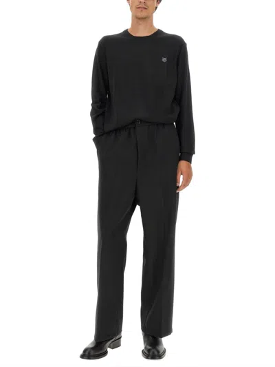 Maison Kitsuné Fox Patch Jersey With Classic Crew Neckline In Black