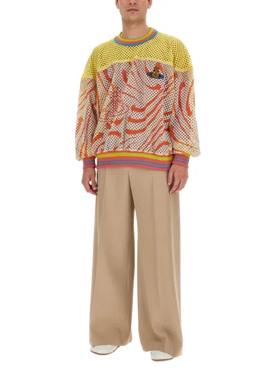 Vivienne Westwood Oversize Mesh Knit Sweater In Yellow