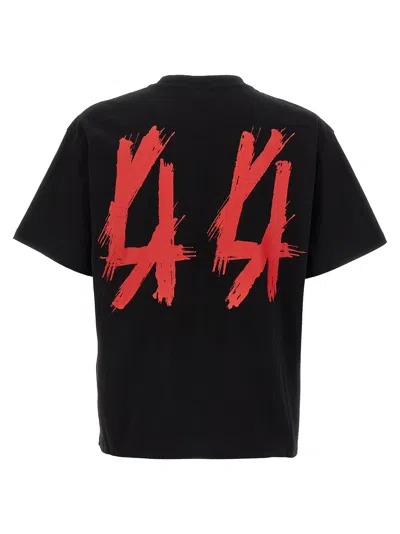 44 Label Black Crewneck Printed T-shirt In Black
