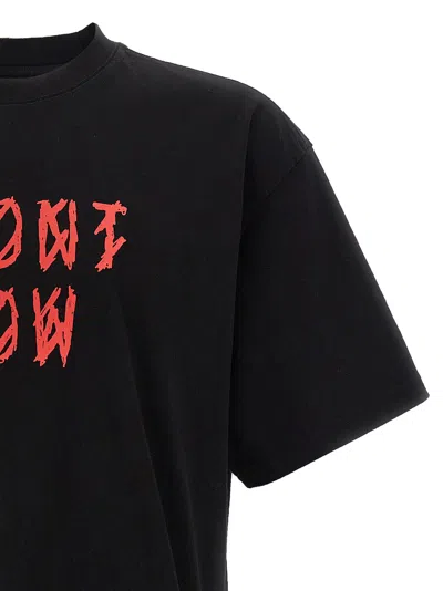 44 Label Black Crewneck Printed T-shirt In Black