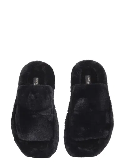 Dolce & Gabbana Faux Fur Slides