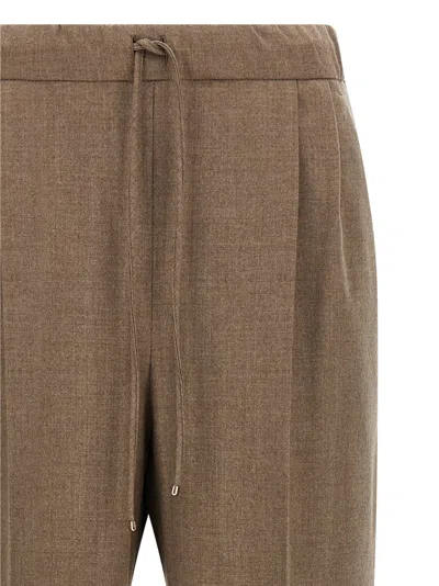 Max Mara Waistband Pleated Front Side Pockets Trousers In Brown