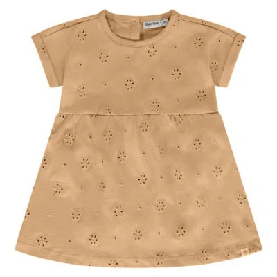 Babyface Floral Eyelet Short Sleeve Dress In Brown