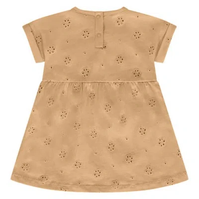 Babyface Floral Eyelet Short Sleeve Dress In Brown