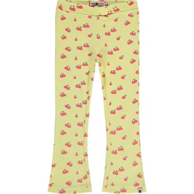 Stains And Stories By Babyface Allover Cherry Print Ribbed Flared Leggings In Multi