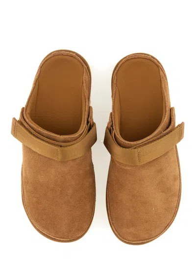 Ugg Slip-on Suede Clogs With Strap In Brown