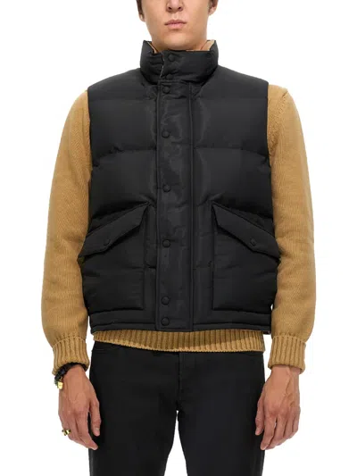 Alexander Mcqueen Men's Graffiti Logo Print Down Vest In Black