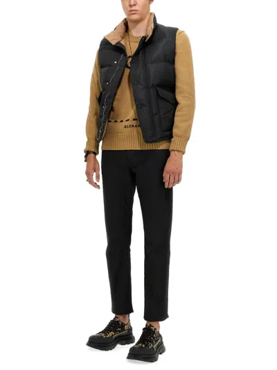 Alexander Mcqueen Men's Graffiti Logo Print Down Vest In Black
