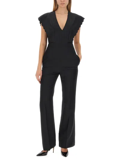 Philosophy Di Lorenzo Serafini Tailored Waist Flare Jumpsuit In Black