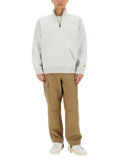 Carhartt Chase Half-zip Sweatshirt In Gray