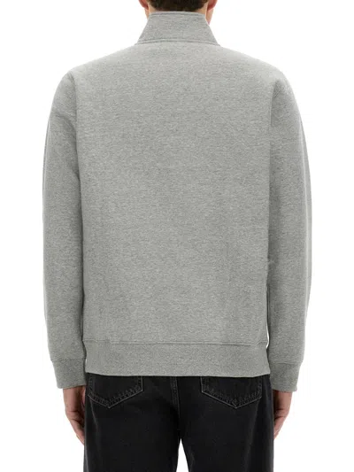 Carhartt Half Zipper Sweatshirt Ribbed Cuffs In Gray