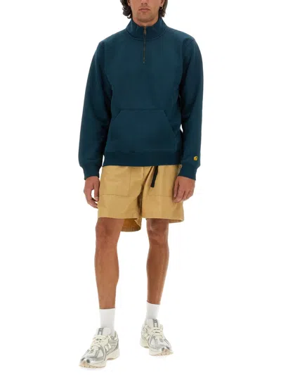 Carhartt Chase Cotton Blend Hoodie In Blue
