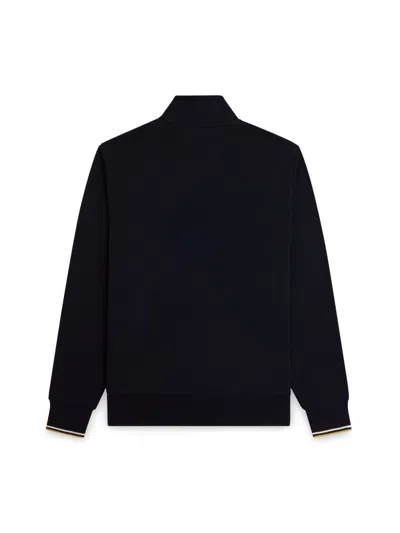 Fred Perry Pique Textured Half-zip Sweatshirt In Black