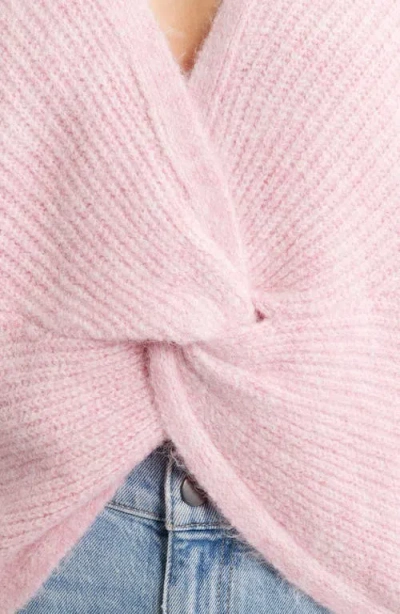 Hatley Crove Twist Front Raglan Sleeve Sweater In Pink