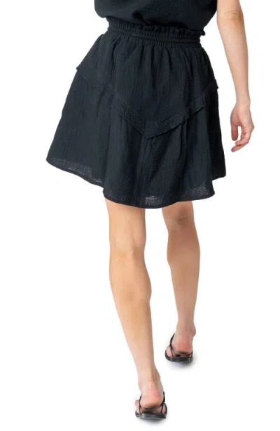Gibsonlook Ruffle Cotton Gauze Drawstring Skirt In Black
