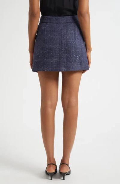 Emporio Armani Lurex Tweed Mini Skirt With Micro Sequins In Blue