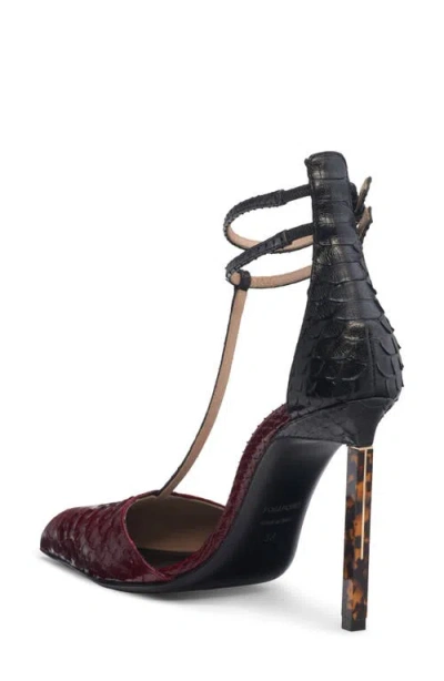 Tom Ford Python-effect Stiletto T-strap Pumps In Red