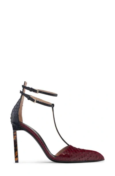 Tom Ford Python-effect Stiletto T-strap Pumps In Red