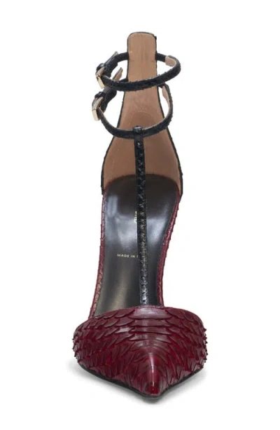 Tom Ford Python-effect Stiletto T-strap Pumps In Red