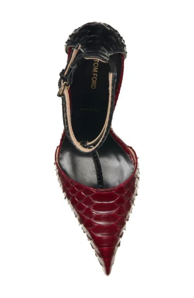 Tom Ford Python-effect Stiletto T-strap Pumps In Red
