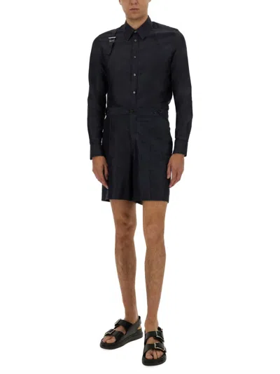 Alexander Mcqueen Harness Shirt With Unique T Buckle Detail In Black