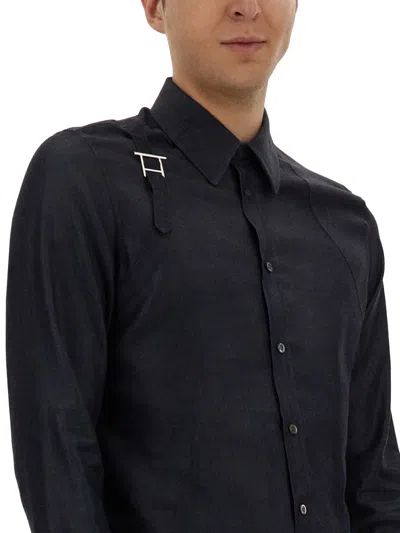 Alexander Mcqueen Harness Shirt With Unique T Buckle Detail In Black