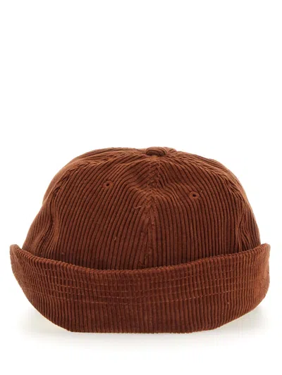 Baracuta Logo Embroidered Corduroy Foldable Brim Hat