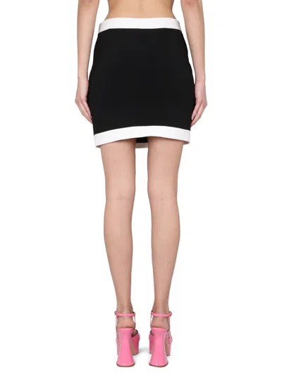Moschino Couture Heart Buttons Crepe Miniskirt In Black