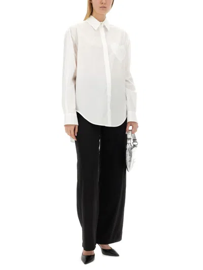 Moschino Heart Patch Collared Shirt In White