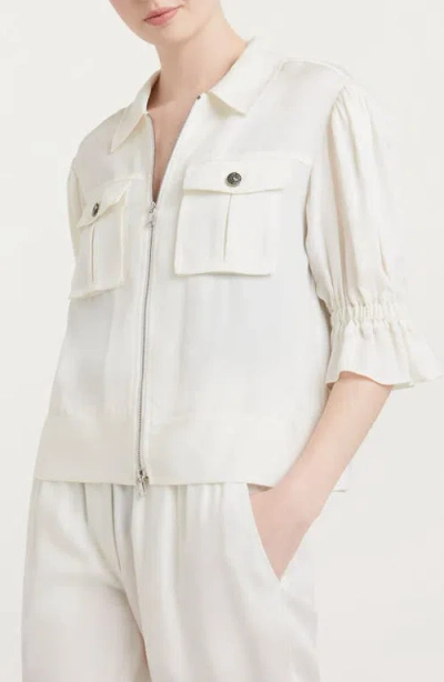 Cinq À Sept Holly Cropped Vegan Leather Jacket In White
