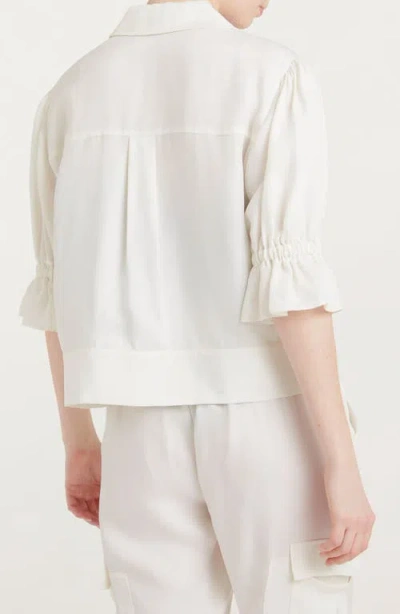 Cinq À Sept Holly Cropped Vegan Leather Jacket In White