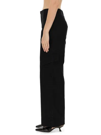 Ganni Checked Canvas Trousers For Men In Black