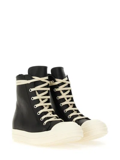 Rick Owens Leather Sneakers In Black