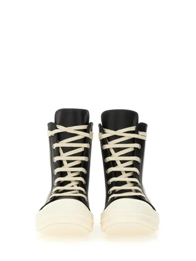 Rick Owens Leather Sneakers In Black