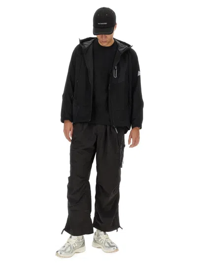And Wander Technical Hooded Jacket In Black Water-repellent Nylon In Black