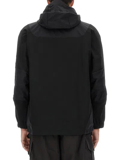 And Wander Technical Hooded Jacket In Black Water-repellent Nylon In Black