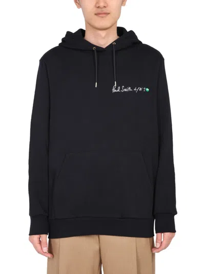 Paul Smith Logo Print Oversized Hoodie In Black