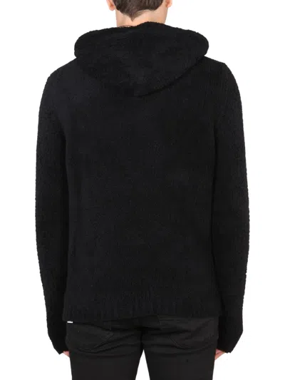 Ten C Drawstring Hooded Sweater With Ribbed Details In Black