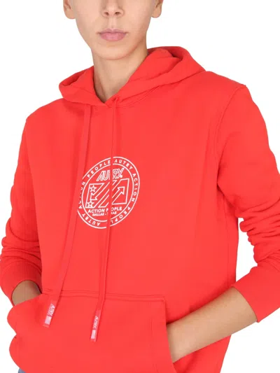 Autry Knitwear With Drawstring Hood And Kangaroo Pocket In Red