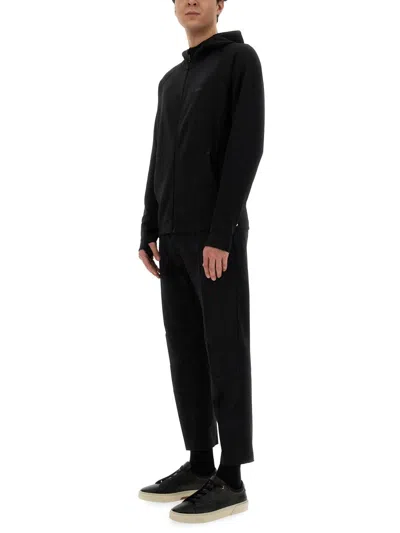 Hugo Boss Active Stretch Zip-up Hoodie In Black