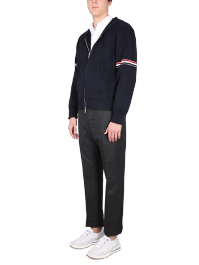 Thom Browne Striped Cashmere Sweatshirt In Blue