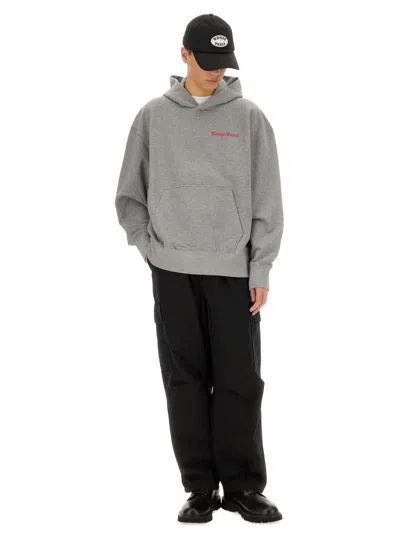 Kenzo Man Sweatshirt Grey Size Xl Cotton In Gray