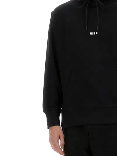 Msgm Hooded Sweatshirt Kangaroo Pocket In Black