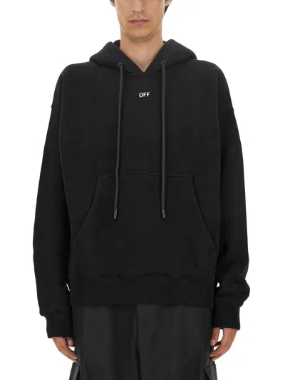 Off-white Hooded Sweatshirt Featuring Graphic Print In Black